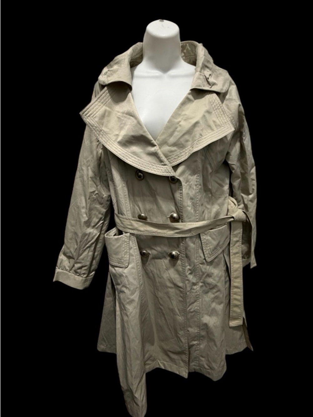 Vertigo Paris Classic Tan double breasted Trench Coat size xl